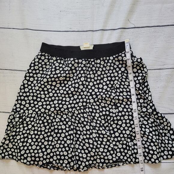 Maeve Size S Anthropologie Paulista Black White Button Print Flare Mini Skirt - Picture 4 of 9
